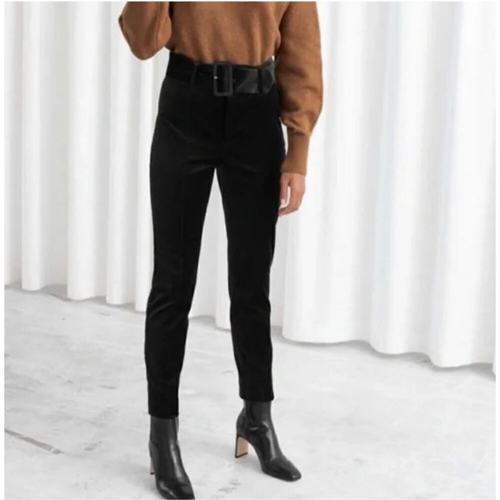 And Other Stories Black Velvet Belted Pants. 8. Black. Beautiful. Office Siren!